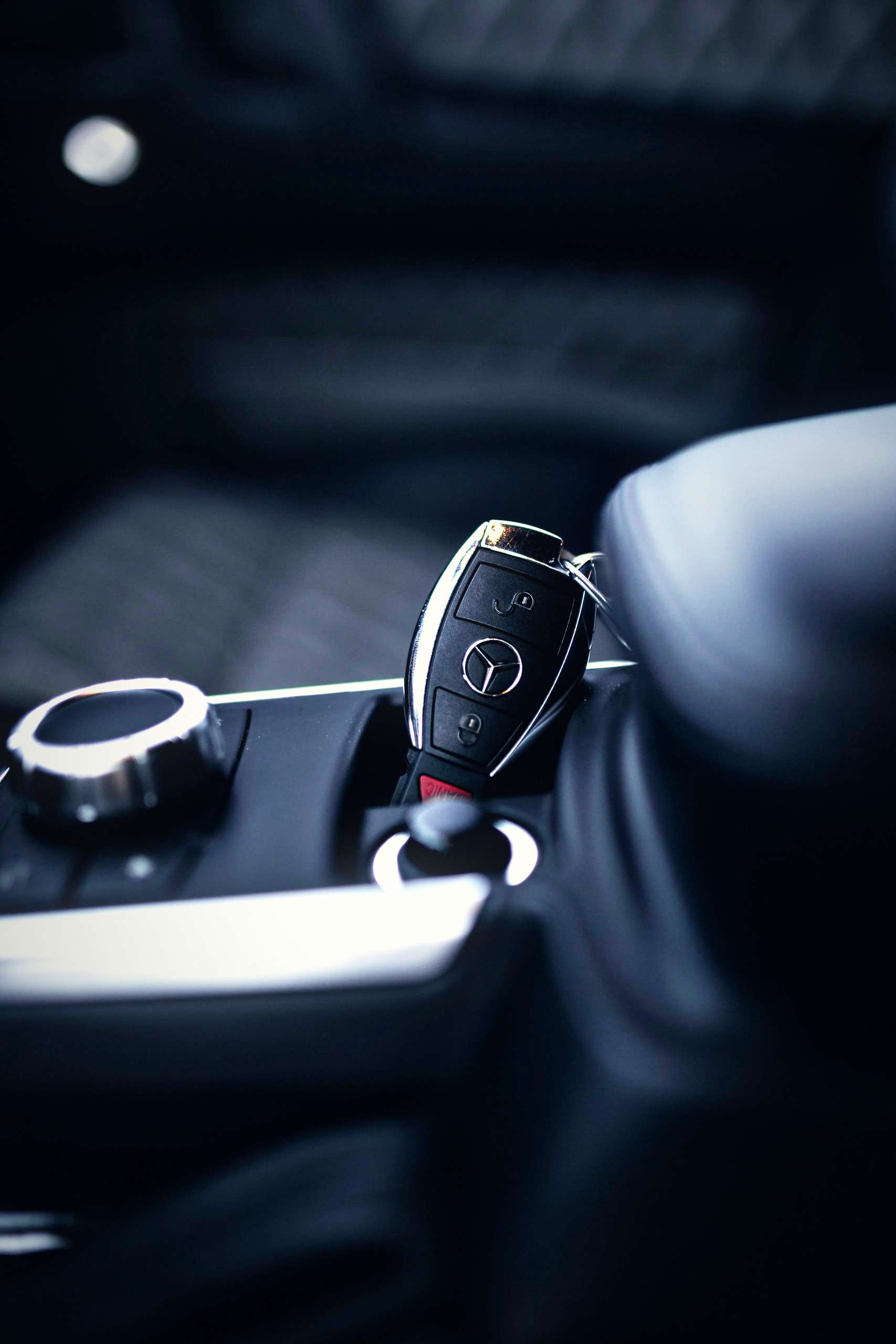 Car key resting in the center console